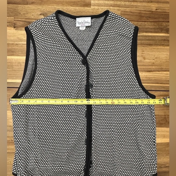 Diane Von Furstenberg The Color Authority Black White Knit Cotton Vest Button 3X - Picture 6 of 8